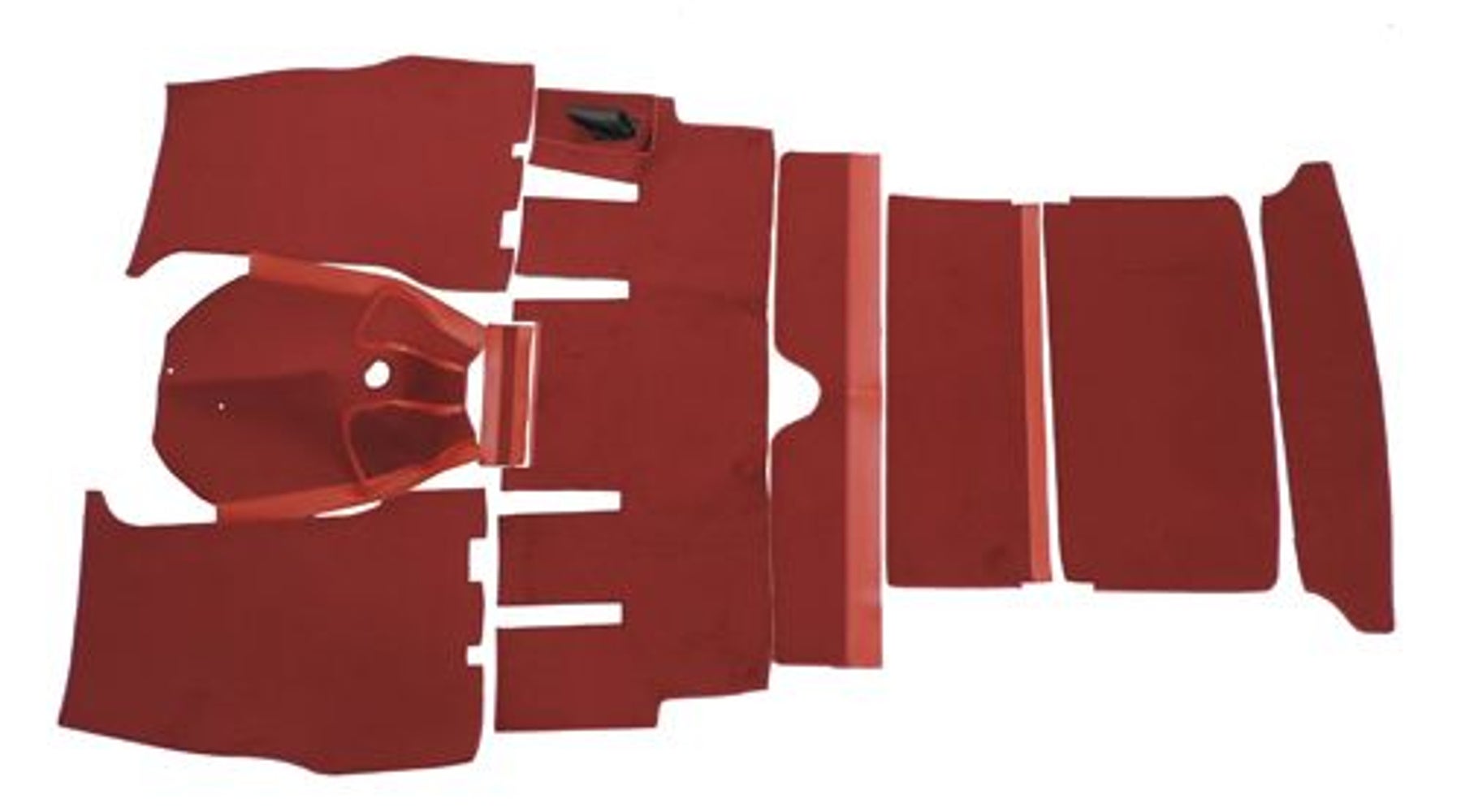 Teppichsatz für Volvo 1800S, rotes Textil (Rechtslenker)