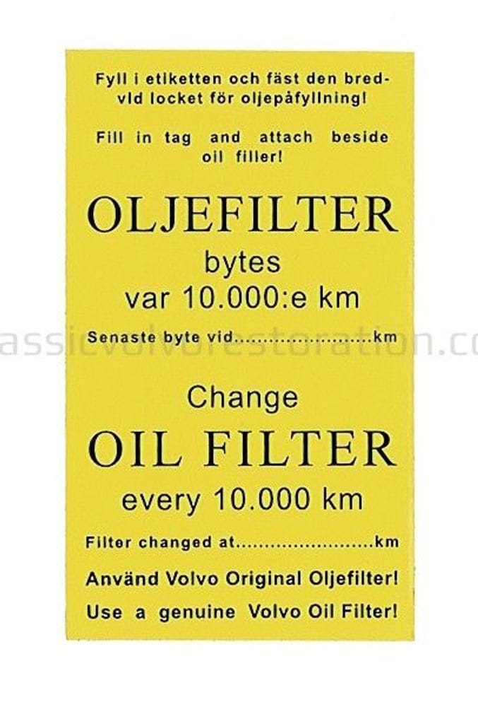 Ölfilter-Serviceaufkleber — bild 2 av 2