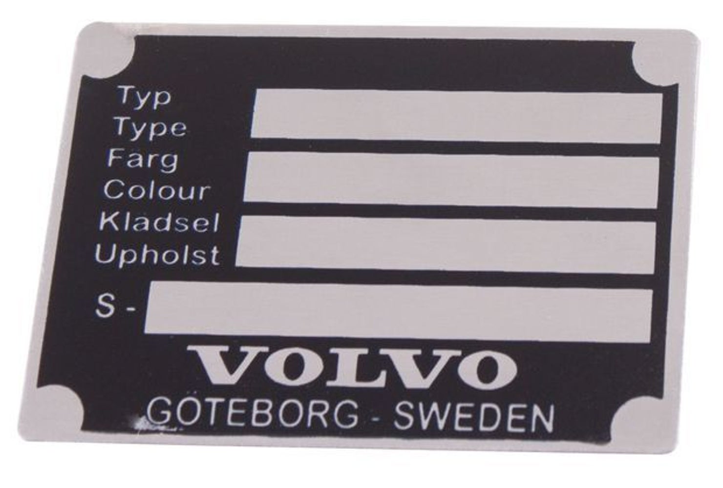 Aluminium-Typenschild für Volvo Duett, Amazon, 1800, 140, 164