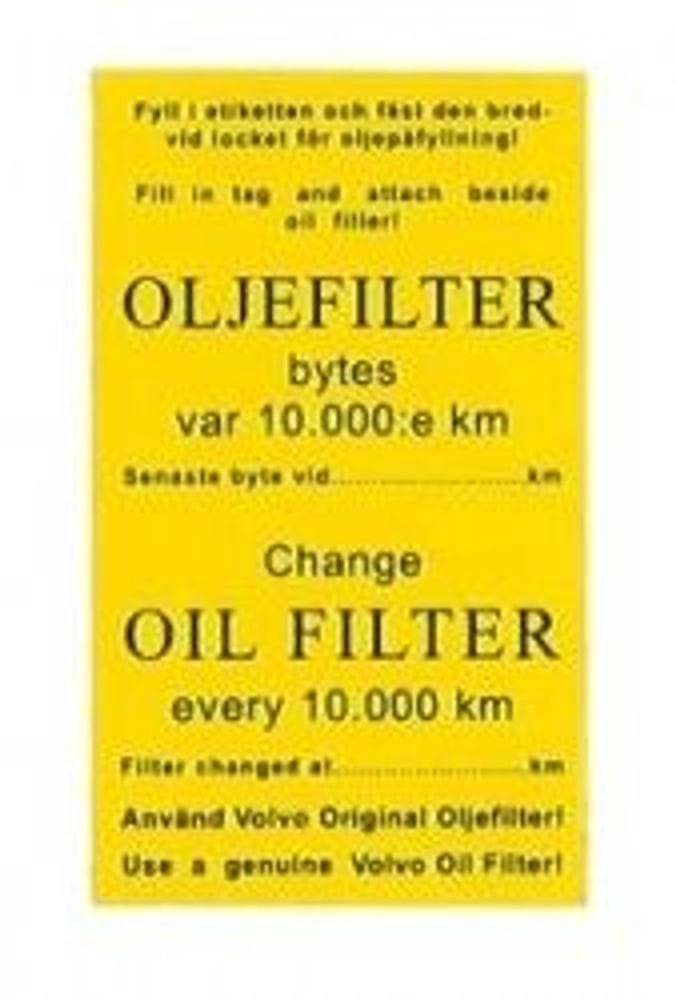 Aufkleber Service Ölfilter