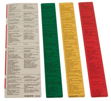 Aufklebersatz für Volvo 240, 245, 260, 262, 265, 265 1979-84 (Französischer und englischer Text)