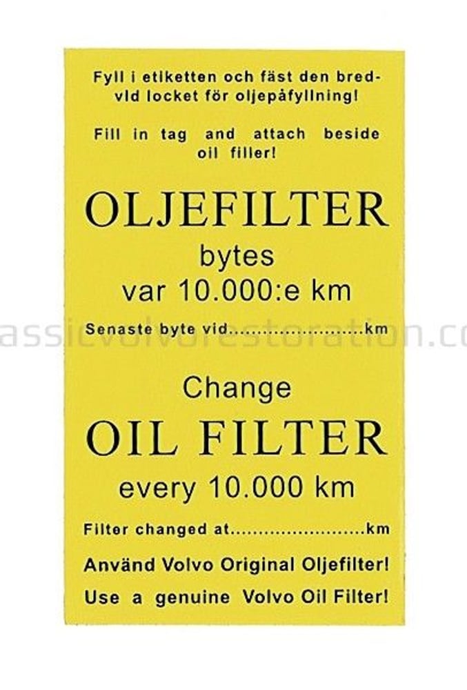 Ölfilter-Serviceaufkleber — bild 2 av 2