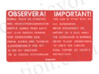 Aufkleber Lichtmaschine für Volvo 123GT rot — bild 1 av 2
